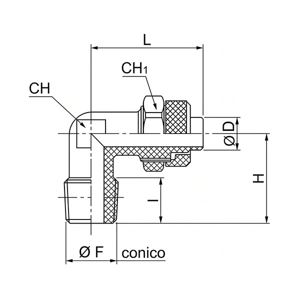 ANI ART. 40/C M Raccordo a L Filettato M per Tubi Nylon - ANI - Immagine 2